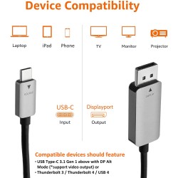 Outlet Kabel USB-C na DisplayPort 4K 60Hz 0.9m aluminiowy szary