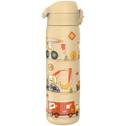 Outlet ION8 bidon sportowy stalowy butelka 600 ml brązowy z motywem