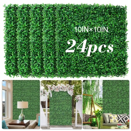 Outlet Sztuczny żywopłot bukszpan 25,4x25,4cm, 12 szt. na balkon 3m