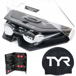 Outlet Zetsaw do pływania Czepek TYR Tracer-X Elite Mirrored Czarny/Srebny