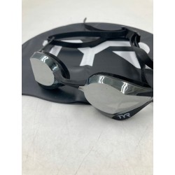 Outlet Zetsaw do pływania Czepek TYR Tracer-X Elite Mirrored Czarny/Srebny