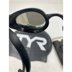 Outlet Zetsaw do pływania Czepek TYR Tracer-X Elite Mirrored Czarny/Srebny