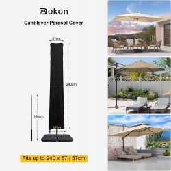 Outlet Dokon Pokrowiec na parasol ogrodowy 240x57/57 cm czarny z zamkiem