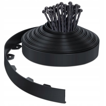 Outlet VOUNOT Obrzeże Trawnika Plastikowe 20m Palisada 5cm Czarny