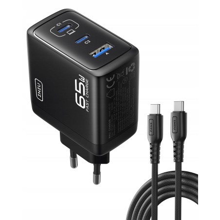 Outlet INIU Ładowarka Sieciowa 65W GaN 3 Porty USB C Temp Guard Podróżna