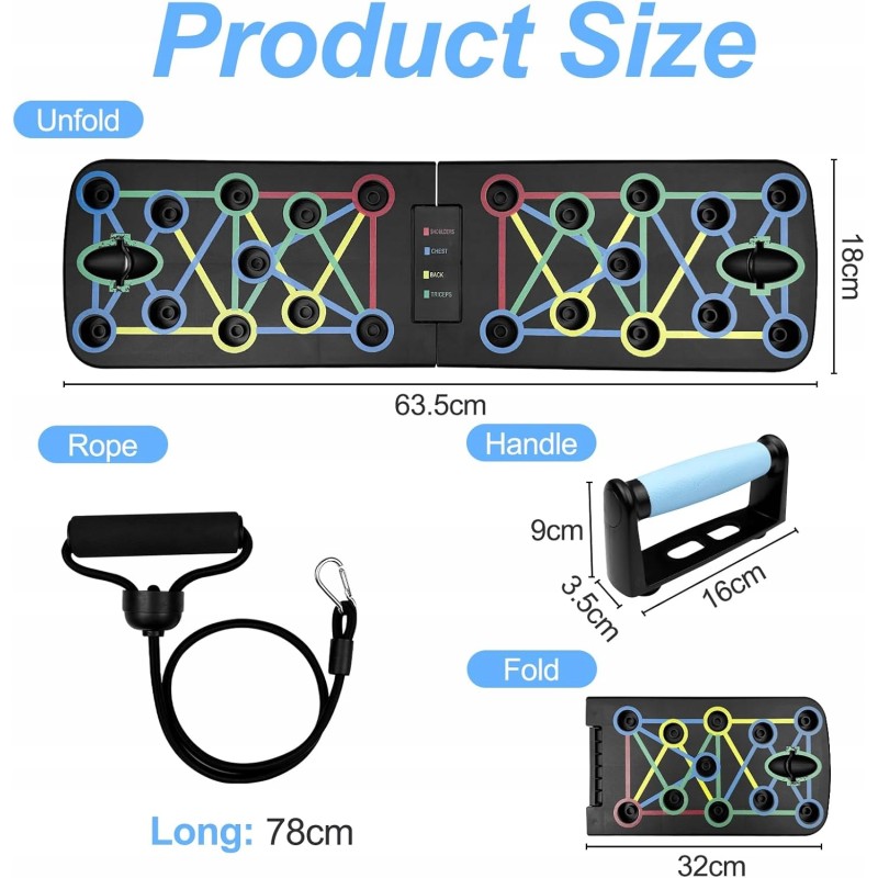 Outlet Uchwyty do pompek deska treningowa premium push-up board czarna + 2
