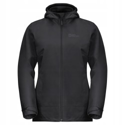 Kurtka przeciwdeszczowa Jack Wolfskin Ocieplana 3w1 z Kapturem S Czarny