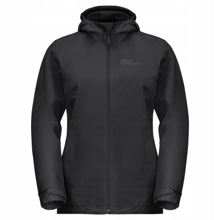 Kurtka przeciwdeszczowa Jack Wolfskin Ocieplana 3w1 z Kapturem S Czarny