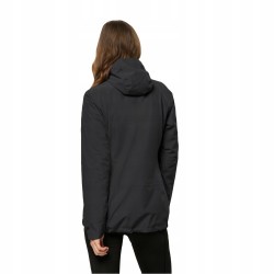 Kurtka przeciwdeszczowa Jack Wolfskin Ocieplana 3w1 z Kapturem S Czarny