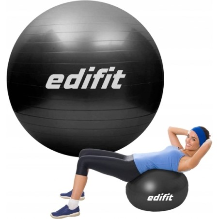 Outlet Edifit PIŁKA DO FITNESS ĆWICZEŃ DOMOWYCH JOGA ŚREDNICA 55cm CZARNA