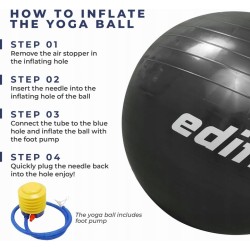 Outlet Edifit PIŁKA DO FITNESS ĆWICZEŃ DOMOWYCH JOGA ŚREDNICA 55cm CZARNA
