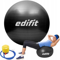 Outlet Edifit PIŁKA DO FITNESS ĆWICZEŃ DOMOWYCH JOGA ŚREDNICA 55cm CZARNA