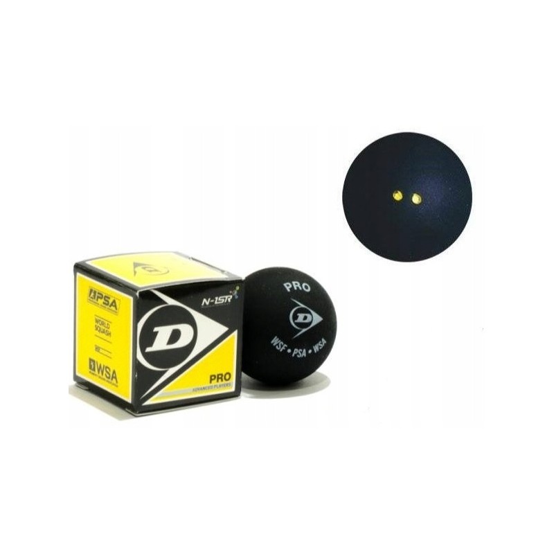 Outlet PIŁKi DO SQUASHA DUNLOP PRO (2 KROPKI ŻÓŁTE) 3 SZTUKI CZARNE