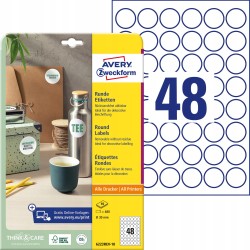 Avery Zweckform Etykiety Okrągłe A4 10 Ark. Ø30 Mm Białe Usuwalne