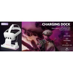 Outlet Stacja dokująca do ładowania Oculus/Meta Quest 3 z oświetleniem RGB