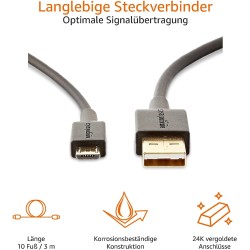 Outlet Kabel AmazonBasic USB - microUSB typ B 3 m czarny czarny