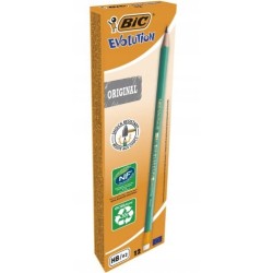 Outlet 12 SZT. X OŁÓWEK HB/2 BIC EVOLUTION Z GUMKĄ, Z ŻYWICY BEZDRZEWNEJ