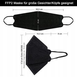 Zestaw 5 masek ochronnych TubeRoo FFP2 w kształcie ryby, czarne